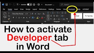 How to add developer tab in MS Word [upl. by Annayk]