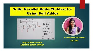 3 Bit Parallel Adder Subtractor  Combinational circuit in digital electronics [upl. by Conny]