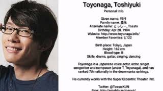 Toyonaga Toshiyuki voice acting roles [upl. by Denton]