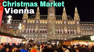 Vienna Christmas Markets Rathausplatz  Evening Walking Tour [upl. by Drofhsa901]