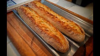 No Knead French Style Baguettes long proof better bread [upl. by Nomal]