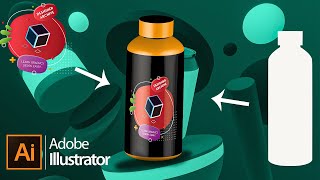 Create 3D Mockup and Add Label to it in Adobe Illustrator  Very easy 3D Mapart illustrator tutorial [upl. by Rafaellle]