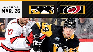 GAME RECAP Penguins vs Hurricanes 032624  Seven Points in Two Games For Crosby [upl. by Grantley]