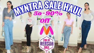 Huge Myntra Sale Haul😍 High Waisted Jeans Affordable amp Trendy  90 off Try on Haul [upl. by Nelluc]