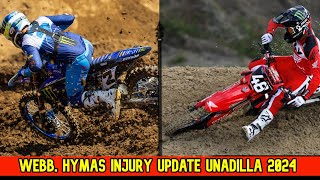 Cooper Webb Chance Hymas Injury Updates Unadilla MX 2024 [upl. by Kirst]