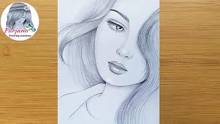 How to draw a girl for beginners  Pencil sketch  bir kız nasıl çizilir [upl. by Annaerb]