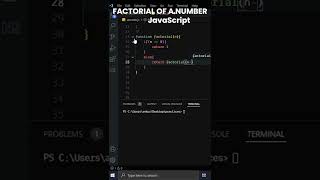 factorial of a number  javascript [upl. by Badr602]