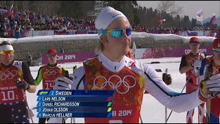 2014 OS Sotji Längdskidor Stafett 4x10 km Herrar [upl. by Anaujat]