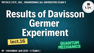 Results of Davisson Germer Experiment  lect16  quantum and spectroscopy bsc 12th [upl. by Linneman]