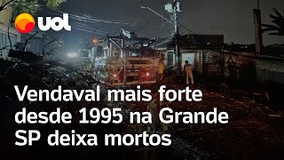 Chuva em São Paulo vendaval mais forte desde 1995 deixa mortos no estado [upl. by Welcher]