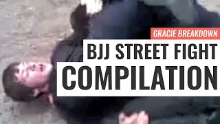 BJJ STREET FIGHT COMPILATION Viking Choke Russian Triangle Failed Guard Gracie Breakdown [upl. by Herald467]