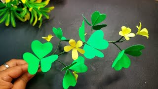 How to make Shamrock ☘ plant with Paper  Paper flower  home decor ideas [upl. by Aninaig]