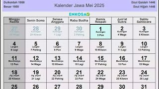 Kalender Jawa Mei 2025 Lengkap Hari Baik [upl. by Walliw]