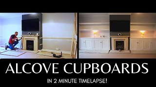 Alcove Cupboards and Shelves Build  in 2 Minute Timelapse  Rob  Home [upl. by Azenav]