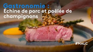 Gastronomie  échine de porc et poêlée de champignons [upl. by Ayotna]