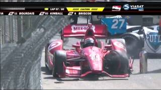 Verizon IndyCar 2014 Grand Prix of Long Beach Ryan HunterReays Pileup [upl. by Teufert]