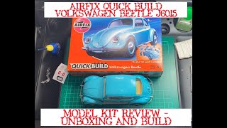 AIRFIX QUICK BUILD VOLKSWAGEN BEETLE J6015 MODEL KIT REVIEW  UNBOXING AND BUILD [upl. by Idell370]