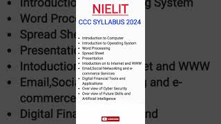 NIELIT CCC Syllabus 2024  CCC Exam  New Syllabus  ccc viralvideo shortvideo shorts short [upl. by Carson13]