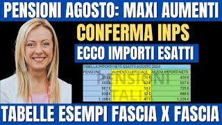 PENSIONI AGOSTO AUMENTI CONFERMATI TABELLA ESEMPI X OGNI FASCIA📈VERIFICA NUOVI IMPORTI LORDI [upl. by Einnod49]