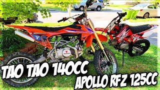 Apollo 125cc RFZ Vs Tao Tao 140cc DBX1 DirtPit Bike Race quotWhat Bikes Fasterquot [upl. by Hermie111]