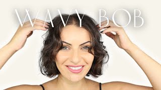 How To CUT Your WAVY BOB At Home With Soft Bangs amp Layers  Natural Haircut Tutorial for Thin Hair [upl. by Shue]