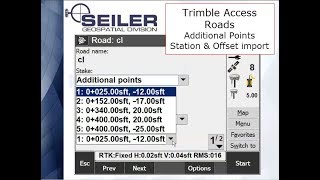 Trimble Access  Roads  Additional Points  station offset elevation [upl. by Kala]