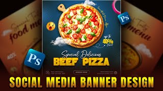 Food social media banner design for Freepik I Photoshop Tutorial [upl. by Geller276]