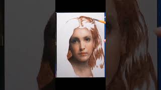 Underpainting hair with BURNT UMBER 🎨 oil paint shorts [upl. by Ecyak78]