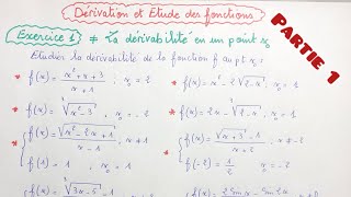 La dérivabilité et étude des fonctions exe 1 la dérivabilité en un point bac2025 [upl. by Sibley486]