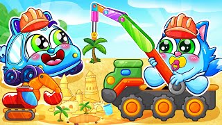 Construction Workers Song  Excavator Loader Crane Truck  Nursery Rhymes by Baby Cars amp Friends [upl. by Nhguaved]