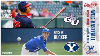 WCC Baseball Players of the Week  March 14 2016 [upl. by Toinette]