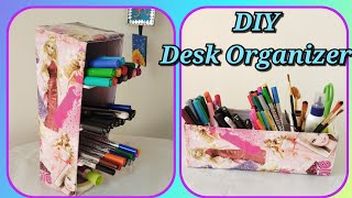 DIY Pencil Holder from Old Cardboard  DIY Desk Organizer  Desk Makeover [upl. by Ahsia]