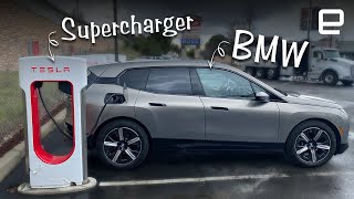 We charged a BMW at the Tesla Supercharger [upl. by Kareem971]