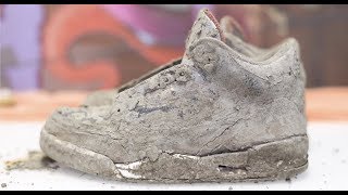 Cleaning The Dirtiest Jordans Ever 600 2001 Black Cement 3s Back To NEW [upl. by Lemkul]