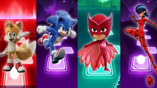 Tails🆚Sonic🆚Owlette🆚Ladybug Hedgehogs ⚔️ EDM RUSH Tiles HOP🎶 [upl. by Fasano]