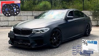 BMW G30 540i M SPORT  HampR LOWERING SPRINGS  SPACERS INSTALL [upl. by Barbey234]