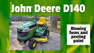 Free John Deere D140 riding mower parked because it was blowing fuses Lets bring it back [upl. by Viscardi492]