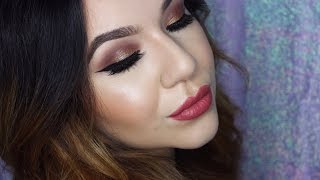 Gold Glitter Maroon Eye Tutorial  KatEyedTv [upl. by Akenot]