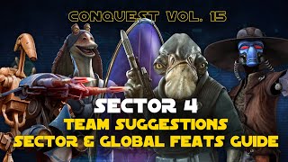 Hard Sector 4 Feats Guide  Conquest Vol 15 SWGOH [upl. by Drahsir]