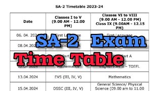 SA2 Exam TIME TABLE 20232024  SA2 Time Table apsa2time table sa2timetable STILLALEARNER [upl. by Lasiaf]