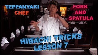 HIBACHI TRICKS LESSON 7 TEPPANYAKI TRICKS REVEALED AND TUTORIALS [upl. by Dlareme]