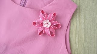 How To Make a Pretty Ribbon Flower Brooch  DIY Style Tutorial  Guidecentral [upl. by Earej863]