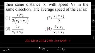 A car travels a distance of x with speed V1 and then same distance X with speed V2 in the same direc [upl. by Malonis385]