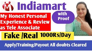 Indiamart Job Experience as a freelancer Reality of 1000Rs day payoutIndiamart Teleassociate work [upl. by Ennaeed]