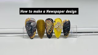 How To Make a Newspaper Design For Nails Step by Step Tutorial [upl. by Nnyllatsyrc]