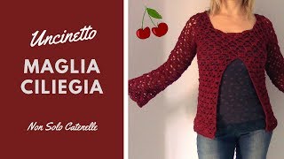 Maglia Ciliegia alluncinetto veloce da realizzare con scollo quadrato [upl. by Kalinda]