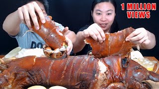 WHOLE LECHON BABOY MUKBANG with VERY CRISPY SKIN collab with kinglymhar [upl. by Eisen231]