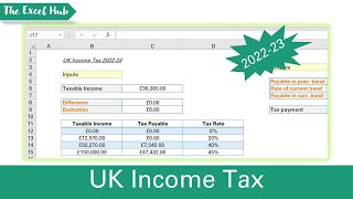 Calculate 202223 UK Income Tax  Using VLOOKUP In Excel [upl. by Enamrej]