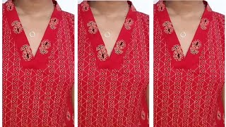 V collar kurthi step by step stiching in malayalam for beginners Twinkle designs [upl. by Freiman998]