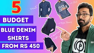 5 Best Blue Denim Shirts at every budget JampJ American Eagle Aeropostale Pepe Jeans Amazon haul [upl. by Sibie]